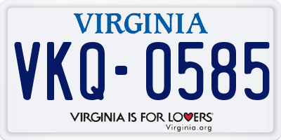 VA license plate VKQ0585