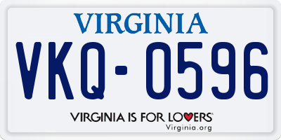 VA license plate VKQ0596