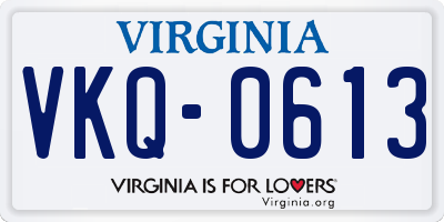 VA license plate VKQ0613