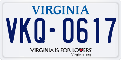 VA license plate VKQ0617