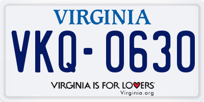 VA license plate VKQ0630