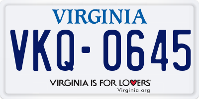 VA license plate VKQ0645