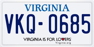 VA license plate VKQ0685