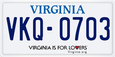 VA license plate VKQ0703