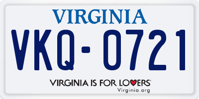 VA license plate VKQ0721