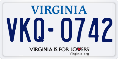 VA license plate VKQ0742