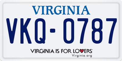 VA license plate VKQ0787