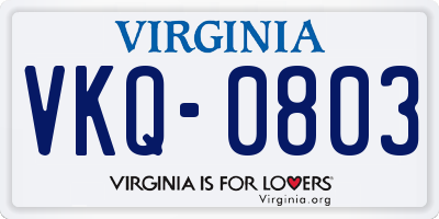 VA license plate VKQ0803