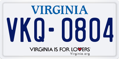 VA license plate VKQ0804