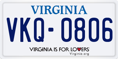 VA license plate VKQ0806