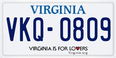 VA license plate VKQ0809