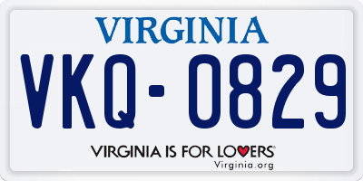 VA license plate VKQ0829