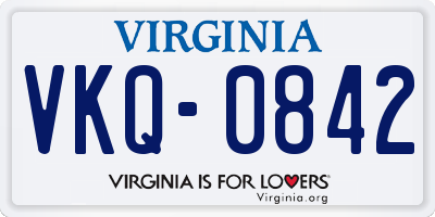 VA license plate VKQ0842