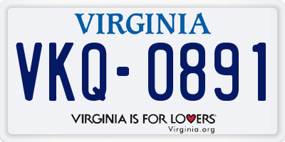 VA license plate VKQ0891