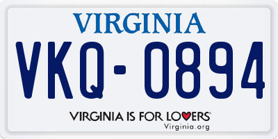 VA license plate VKQ0894