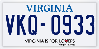 VA license plate VKQ0933