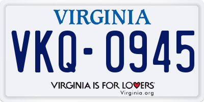 VA license plate VKQ0945