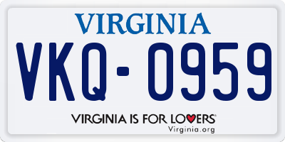 VA license plate VKQ0959