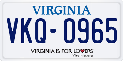 VA license plate VKQ0965