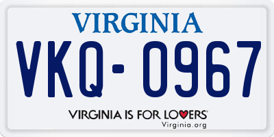 VA license plate VKQ0967