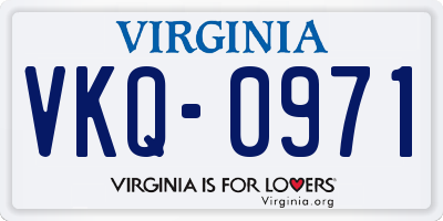 VA license plate VKQ0971