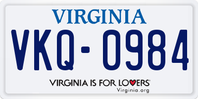 VA license plate VKQ0984