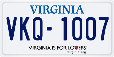 VA license plate VKQ1007