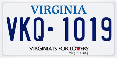 VA license plate VKQ1019