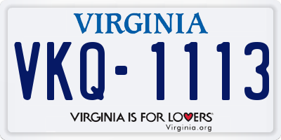 VA license plate VKQ1113