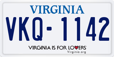 VA license plate VKQ1142