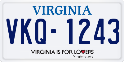 VA license plate VKQ1243