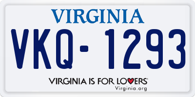 VA license plate VKQ1293
