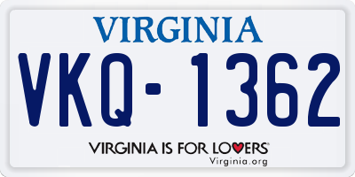 VA license plate VKQ1362