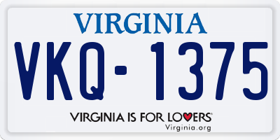 VA license plate VKQ1375