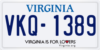 VA license plate VKQ1389
