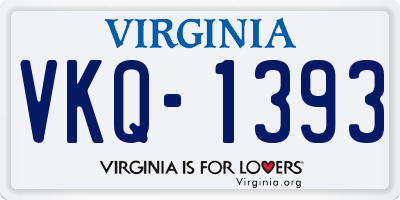 VA license plate VKQ1393