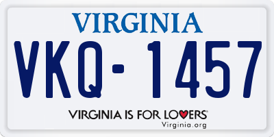 VA license plate VKQ1457