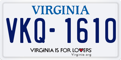 VA license plate VKQ1610