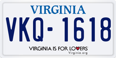 VA license plate VKQ1618