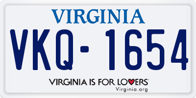 VA license plate VKQ1654