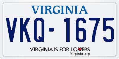 VA license plate VKQ1675