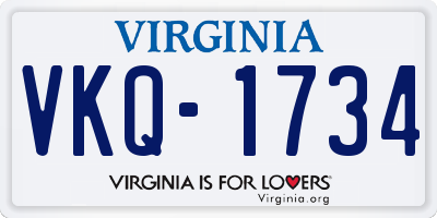 VA license plate VKQ1734