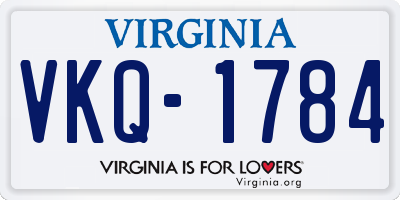 VA license plate VKQ1784