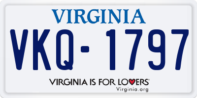 VA license plate VKQ1797