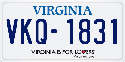 VA license plate VKQ1831