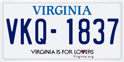 VA license plate VKQ1837