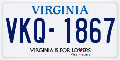 VA license plate VKQ1867