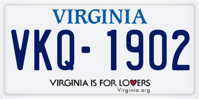 VA license plate VKQ1902