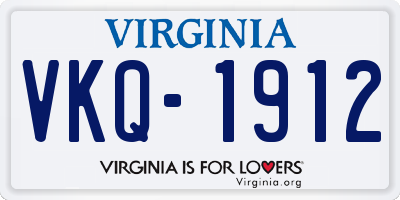 VA license plate VKQ1912