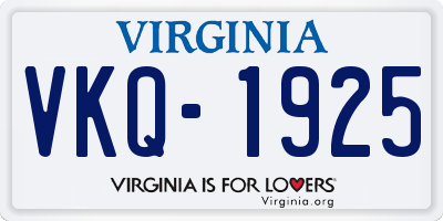 VA license plate VKQ1925